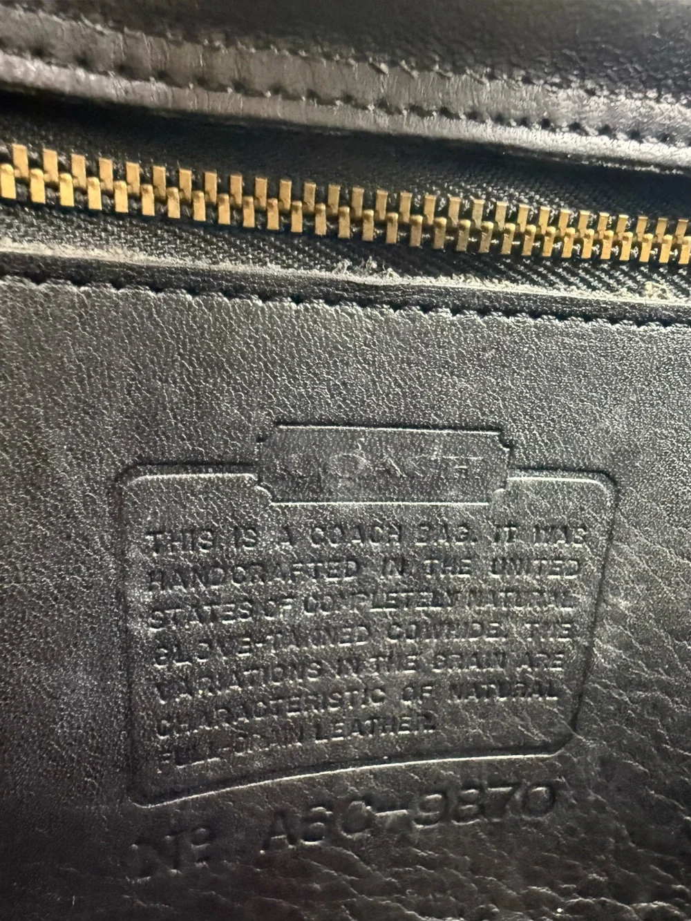 Vintage Coach Court Bag 9870 Black Glovetanned Leather Crossbody Top Handle USA